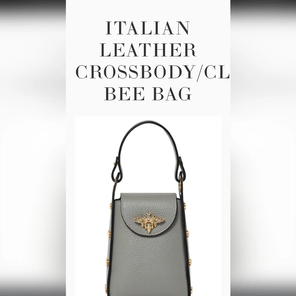 Black Leather Bag with Gold Insect Detail - Picture 5 of 6